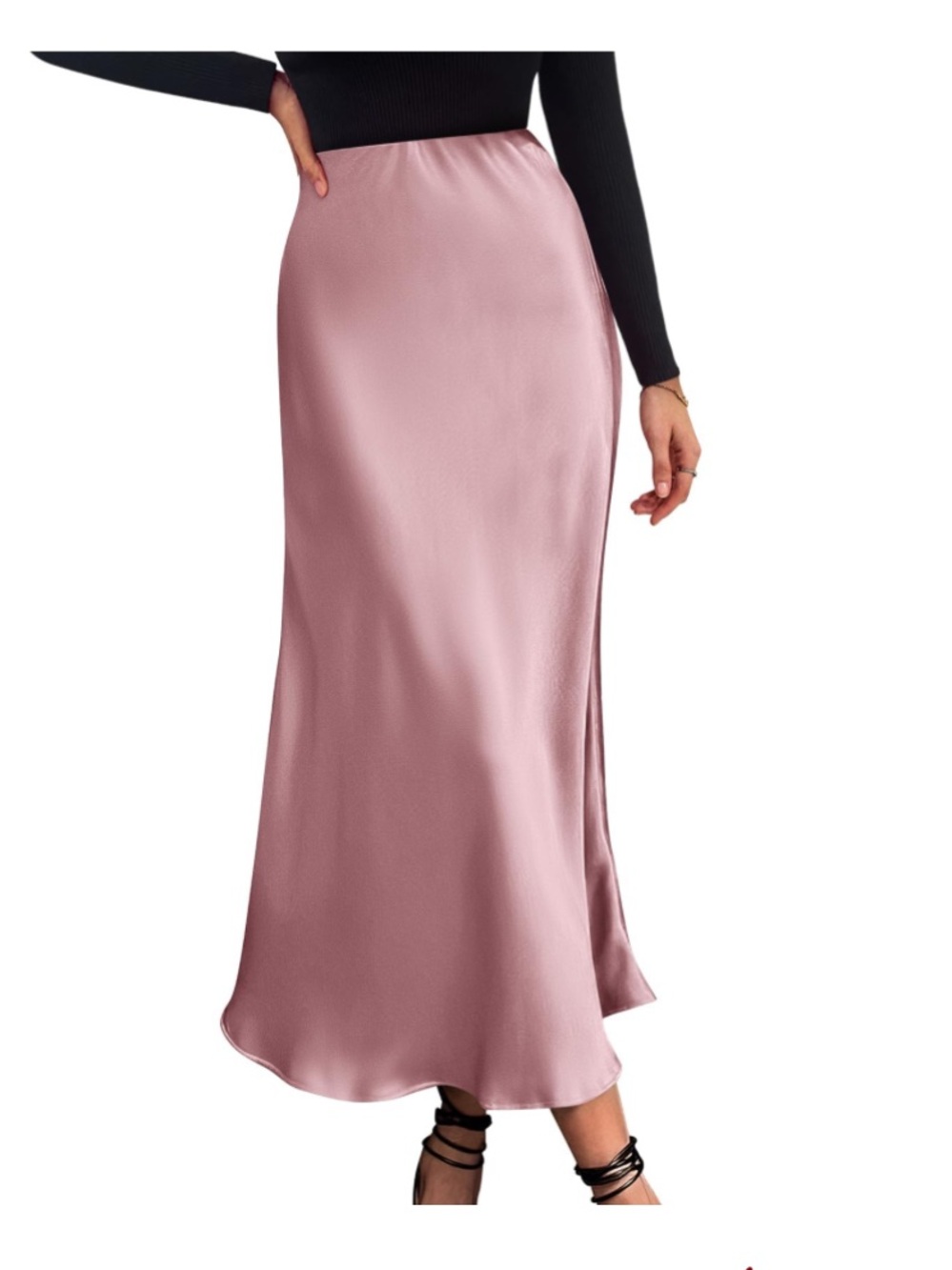 Women's Satin Midi Skirt - Dusty Rose